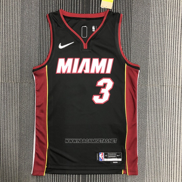 Camiseta Miami Heat Victor Dwyane Wade NO 3 Icon Negro
